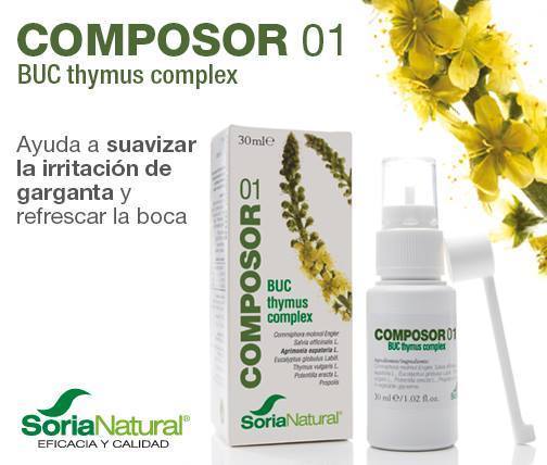 Composor 01 bucofaringeo Soria Natural ayuda a suavizar la irritación de la garganta