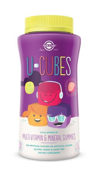 U-CUBES de Solgar gominolas masticables que aportan vitaminas y minerales a los niños